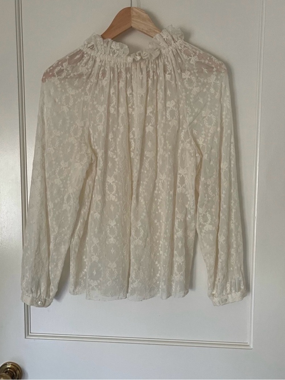 Rebecca Taylor Elegant Cream Lace Blouse Size 10 - Picture 2 of 4
